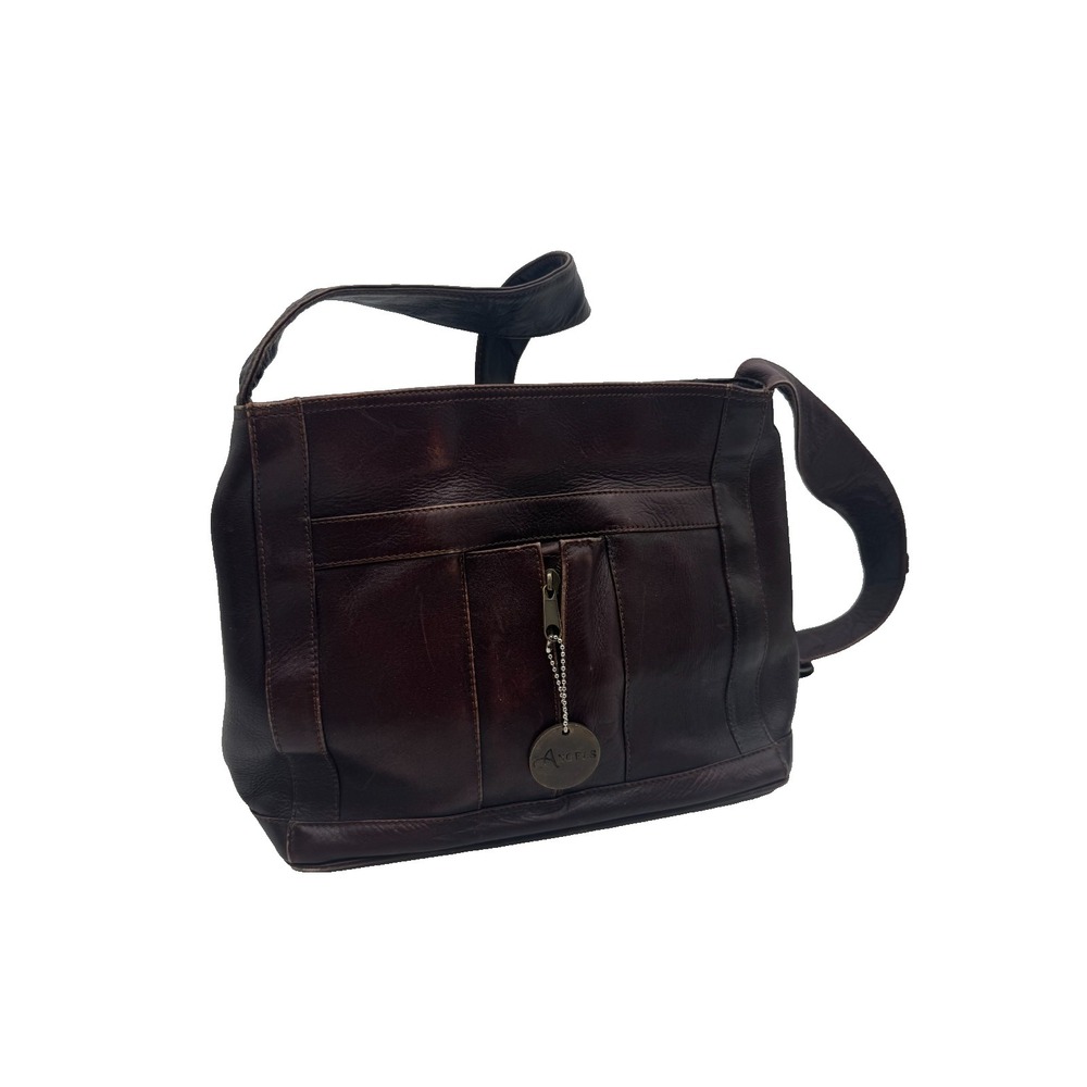 American‎ Angel Women's Handbag Brown Leather Medallion Charm Shoulder Bag